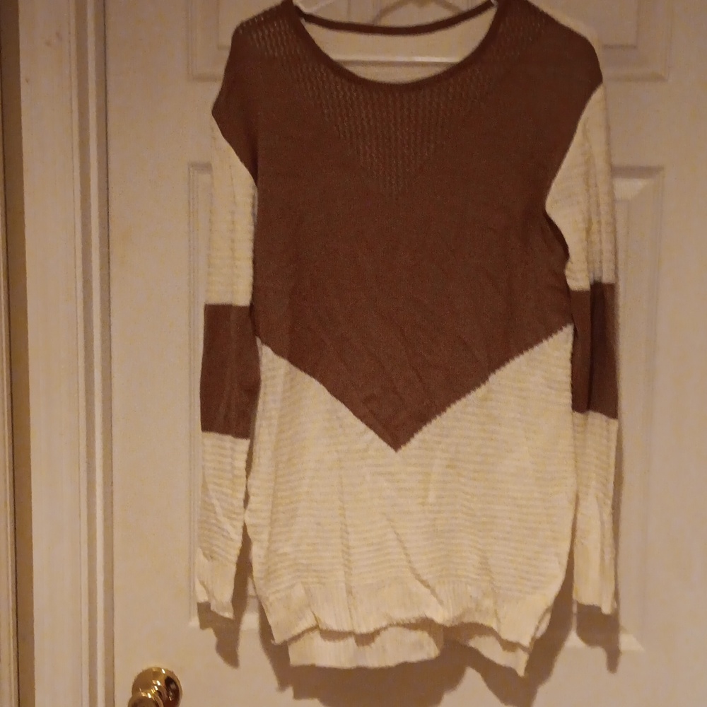 BROWN & CREAM MULTI-KNIT SWEATER